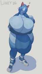 absurd_res breasts bulge cleavage clothed clothing domestic_cat felid feline felis gynomorph hi_res humanoid hyper intersex luaky mammal solo