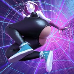 ass_cheeks ass_focus ass_window big_ass ghost_spider marvel marvel_comics popogori ripped_clothing ripped_pants spider-gwen spider-man:_into_the_spider-verse spider-man_(series) spider-verse