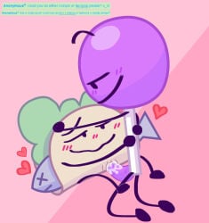 blush comment_section dickgirl hearts lollipop lollipop_(bfdi) pollytm purple_penis pussy taco taco_(bfdi) yuri