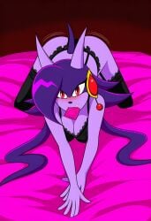 ai_generated amethia_(jh-production) anthro bed black_lingerie condom condom_in_mouth dragon female freedom_planet freedom_planet_2 looking_at_viewer oc smile water_dragon