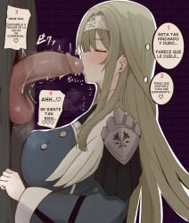 bandana big_cock blonde_hair blowjob blush closed_eyes clothing cum dark-skinned_male dark_skin duel_monster edit erect_penis espkiriyama exorcist exosister_irene exosisters fellatio female female_focus fringe glory_hole glory_wall heart hi_res hole horny huge_breasts indoors interracial konami light_skin nun open_mouth oral penis precum pressing_breasts saliva side_view sitting spanish_text sucking sucking_penis sweat sweatdrop teenage_girl teenager text third-party_edit translated uncensored wall younger_female yu-gi-oh!