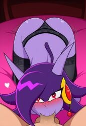ai_generated amethia_(jh-production) anthro black_panties black_stockings blowjob dragon female freedom_planet freedom_planet_2 heart-shaped_pupils heart_eyes looking_at_viewer looking_pleasured oc water_dragon