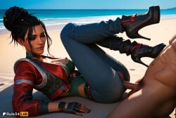 1boy 1boy1girl 1girls ai_generated beach black_footwear black_gloves black_hair black_nails boots breasts cd_projekt_red choker cleavage closed_eyes clothed_female_nude_male clothed_sex clothing_aside cropped_jacket cyberpunk_2077 dark-skinned_male dark_skin day denim eyeshadow female fingerless_gloves gloves green_one-piece_swimsuit hair_bun hetero hi_res high_heel_boots high_heels interracial jacket jeans large_breasts legs_up lips lying makeup mascara medium_breasts nail_polish nipples nose nude ocean on_back open_clothes open_jacket outdoors panam_palmer pants penis pussy red_jacket rule34lab sand sex single_hair_bun solo_focus uncensored vaginal vaginal_penetration vaginal_sex