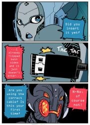 1boy 1girls comic comic_page danger_(marvel) danger_(marvel_tokon) dialogue implied_sex implied_virgin innuendo marvel marvel_comics marvel_tokon:_fighting_souls nervous nervous_sweat questionable robot robot_boy robot_girl robot_humanoid sexual_innuendo text text_bubble twitter_link ultron usb usb_cable usb_port usb_tail wanderjegson