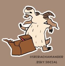 animated animated_gif anthro bovid box caprine cardboard cardboard_box container eyes_closed facial_hair feral goat goatee half-closed_eyes horn long_ears loop male mammal mcdonald's narrowed_eyes sex short_playtime solo srirachamander thrusting tongue tongue_out