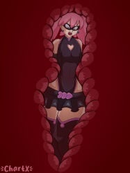 1girls assimilation cell_(dragon_ball) chartx dragon_ball_z eyemask female haneyama_kazuho imperfect_cell my_hero_academia pink_eyes pink_hair pop_step vigilante:_my_hero_academia_illegals vore