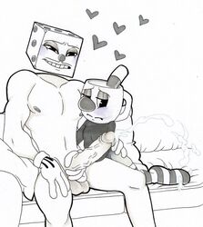 cuphead_(game) huge_cock king_dice male masturbation mugman penis