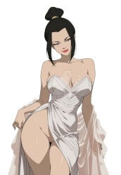 ai_generated avatar_the_last_airbender azula dress female female_only no_panties pussy side_slit side_slit_dress solo solo_female white_dress