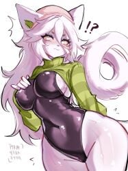 1girls artist_request cat_ears cattail_(pvz) plants_vs_zombies swimsuit tagme