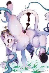 2026 4_fingers abdominal_bulge anal_beads black_sclera blush bodily_fluids breasts butt chess_piece clitoris crown eyelashes featureless_breasts female fingers genital_fluids genitals grass guardian_spirit handstand headgear hi_res hooves horn microsoft monotone_body navel open_mouth ori_(series) penetration plant presenting presenting_hindquarters restrained sex_toy sex_toy_in_vagina sex_toy_insertion simple_background solo spread_legs spreading sweat sweatdrop tail teeth tentacles tongue unguligrade vaginal vaginal_fluids vaginal_penetration vulva white_background white_body white_eyes white_skin xbox_game_studios yuanmin