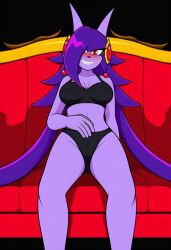 ai_generated amethia_(jh-production) anthro black_bra black_panties dragon female freedom_planet freedom_planet_2 looking_at_viewer oc smile water_dragon