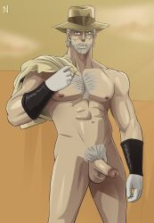 1boy beard jojo's_bizarre_adventure joseph_joestar male male_only mature_male nearhentai nude_male old_joseph older_male penis pubic_hair solo stardust_crusaders stubble