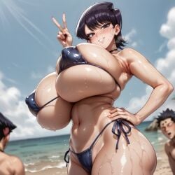 1girls ai_generated beach big_breasts big_thighs bikini blush breasts busty female gigantic_breasts huge_breasts huge_thighs komi-san_wa_komyushou_desu komi_shuuko kotatsu_yakan large_breasts large_thighs massive_breasts mature_female micro_bikini milf navel thick_thighs thighs voluptuous