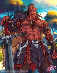 cabaret_bara cabaret_bara_series cosplay dariush_(dungeons_and_dragons) dungeons_&_dragons_at_cabaret_bara goblin loincloth male male_only markings momo_(cabaret_bara) muscles muscular muscular_male pointy_ears red_skin shirtless_male sword twitter_user_oc