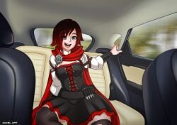 1girls accelart fake_taxi female female_only female_protagonist human looking_at_viewer ruby_rose rwby solo taxi