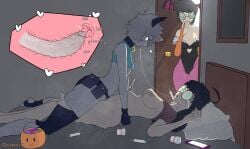 1boy 2girls after_kiss background bed big_breasts breasts broken_rape_victim bruises cat_ears caught caught_in_the_act cervix_kiss champaanimation champi_(oc) clothed clothed_sex collar compact_body cosplay crying_with_eyes_open darkstalkers disguise dressed drugged drugged_sex drugs empty_eyes female femboy femboy_on_female femboydom fertility_drug fertility_pills glasses halloween halloween_costume imminent_rape impregnation_risk long_hair male morrigan_aensland_(cosplay) multiple_girls mushroom mushroom_humanoid nadia_fortune_(cosplay) panties panties_aside pills pubic_hair questionable_consent rape raped raped_female raped_girl saliva saliva_string saliva_trail scared scared_expression scared_face sex shclothirt_up shirt shirt_lift short_hair skullgirls sleep_molestation sleeping somnophilia stomach_bulge straight syringe tears teary_eyes text throbbing_uterus uncensored unconscious underboob vaginal_penetration vaginal_sex womb womb_kiss x-ray