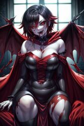 1girls ai_generated blood female female_only female_protagonist joyu4099590 looking_at_viewer ruby_rose rwby solo vampire vampire_girl