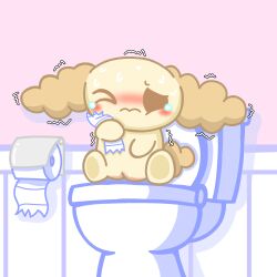 chiffon_(cinnamoroll) cinnamoroll_(series) furry pussy sanrio scat simple_background simple_shading st4rzzz toilet toilet_paper toilet_use
