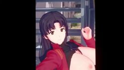 1boy 1girls 3d animated dark-skinned_male exposed_breasts hands_on_hips hongcha03 huge_breasts koikatsu lifted_shirt misato_katsuragi neon_genesis_evangelion no_sound peace_sign recording selfie sex standing_sex tagme vaginal_penetration video waving