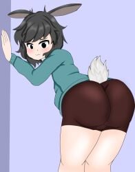 ass ass_focus black_eyes bunny_boy bunny_ears femboy hoodie ken_ashcorp male