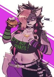 anthro big_breasts breasts burger cleavage female fruityshork furry huge_breasts scene scene_(fashion) scene_haircut tagme thick_thighs wide_hips