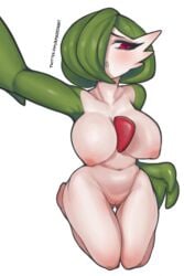 1girls amadeen anthro anthrofied armpits breasts chubby female female_only game_freak gardevoir green_hair hair_over_one_eye half-closed_eyes hand_on_hips kneeling large_ass large_breasts nintendo nude pokemon pokemon_(species) pokemon_rse pussy red_eyes selfie source_request text thick_thighs thigh_gap twitter_username url watermark wide_hips