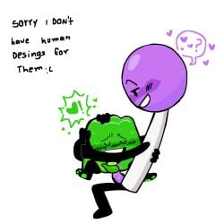 battle_for_dream_island dominant_female english english_text gelatin_(bfdi) green_text lollipop_(bfdi) male male_penetrated no_humans object_shows pegging plain_background purple_text rar0t23 sex simple_background speech_bubble squirming submissive_male sweat text translucent white_background