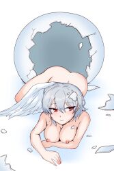 big_breasts egg hatching kishin_sagume meribe nude nude_female sagume_kishin tagme touhou white_hair white_wings wings