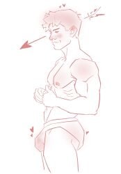 arrow bulge gaypiscesboo male male_only muscles muscular muscular_male shirtless_male sketch underwear underwear_only