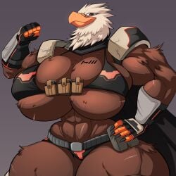 1girls abs anthro athletic_female avian biceps big_breasts breasts busty cape eagle eagle-1_(helldivers) female female_only helldivers helldivers_2 huge_breasts jaeh large_breasts looking_at_viewer massive_breasts muscular muscular_female thick_thighs thunder_thighs wide_hips