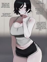 1girls 2026 2d asking_viewer big_breasts black_hair breasts dialogue dirty_talk female female_only green_eyes human netorare ntr penis_size_talk ratatatat74 short_hair shorts sirensins size_talk sound spiral_eyes tagme text video voice_acted