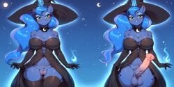 ai_generated anthro futanari greesys horsecock my_little_pony princess_luna_(mlp) solo witch witch_hat