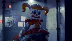 3d 3d_animation animated baby_(fnafsl) canon_appearance circus_baby circus_baby_(fnaf) circus_baby_(original) clown clown_girl female five_nights_at_freddy's five_nights_at_freddy's:_sister_location full_color green_eyes half-closed_eyes larger_female looking_down mp4 no_sound on_top riding robot robot_girl sex shaking skirt smaller_male tagme twintails vaginal_penetration video zxxxarts