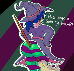 ass between_ass between_buttocks big_ass big_butt broom hauntedcactus holding_object_between_buttocks lost_object_between_buttocks witch witch_hat