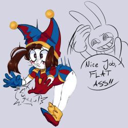 2024 ass_slap brialzebubbie colored_sketch gloves jax_(the_amazing_digital_circus) jester pomni_(the_amazing_digital_circus) shocked sp4gh3tt1_(artist) the_amazing_digital_circus