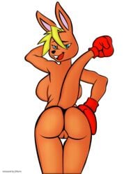 ass boxing_gloves female furry gloves hair j5furry ko ko_(fabio_paulino) macropod mammal marsupial pussy red_boxing_gloves red_gloves solo