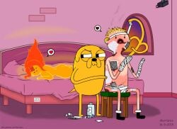 2015 accurate_art_style adventure_time after_sex artist_name artist_website burn_scar cartoon_network dated finn_the_human flame_princess jake_the_dog male mortdres ouch patreon tagme warner_brothers