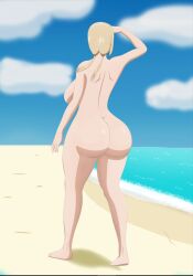 1girls barefoot beach casual casual_nudity completely_nude completely_nude_female female female_only full_body mancoz15 naked naked_female naruto nude nude_female public public_nudity rear_view solo solo_female tsunade walking