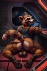 ai_generated anthro asshole balls big_ass big_balls big_butt dripping_precum fluffy fluffy_tail fur furry grinning grinning_at_viewer guardians_of_the_galaxy half-dressed half_naked looking_back looking_back_at_viewer male male_focus male_only mammal marvel marvel_cinematic_universe marvel_comics muscular pawpads paws precum precum_drip presenting procyonid puffy_anus raccoon rocket_raccoon smile smug smug_face solo solo_anthro solo_focus solo_male teeth_showing teeth_visible