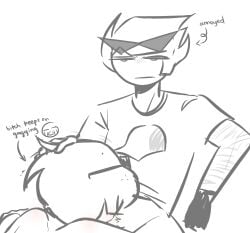 blowjob dave_strider dirk_strider gagging gloved_hands incest scars