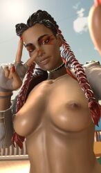 apex_legends breasts exposed_breasts loba loba_(apex_legends) loba_andrade selfie sfm skeletron27 solo solo_female source_filmmaker twintails