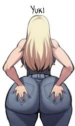 blackwhiplash blonde_hair bwl edit fat_ass groping_ass huge_ass jeans jujutsu_kaisen thick_thighs wide_hips yuki_tsukumo