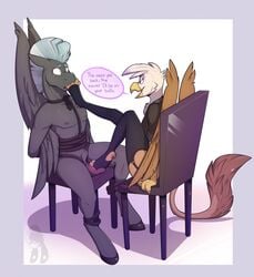 animal_genitalia avian ballbusting balls bondage bound chair cock_and_ball_torture equid equine female friendship_is_magic gilda_(mlp) gryphon hi_res horse male malesub mammal my_little_pony pain pawpads pony rope sheath straight tagme thunderlane_(mlp) yiffy1234