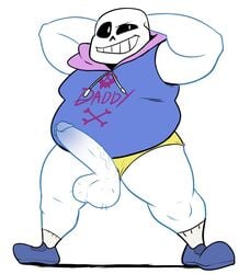 bara big_ass big_penis chubby clothed clothing elfein gay half_nude hyper_ass male_only penis sans smiling thick_thighs undead undertale