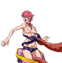 assisted_exposure blush breast breasts caught clothes clothing embarrassed female green_eyes imminent_rape interspecies jjolgishan_haepali jojo's_bizarre_adventure monster notorious_b.i.g open_mouth panties pink_hair pussy ripped_clothing short_hair small_breast small_breasts squid standing stripped_by_tentacles tentacle tentacle_rape topless trish_una underwear vento_aureo