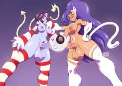 2018 absurd_res ambiguous_gender animal_humanoid areola armwear balls blue_eyes blue_hair breasts brown_skin capcom cat_humanoid chaoz_(chaozdesignz) clothing dark-skinned_futanari dark_skin darkstalkers dmxwoops felicia_(darkstalkers) felid felid_humanoid feline feline_humanoid fellatio futanari futanari/ambiguous futanari_penetrating ghost group group_sex hair hi_res humanoid intersex intersex/ambiguous intersex_penetrating large_breasts legwear leviathan_(skullgirls) long_hair mammal medium_breasts nipples oral oral_penetration pattern_clothing pattern_legwear penetration penile penis purple_penis purple_skin sex skullgirls spirit spitroast squigly stockings striped_clothing striped_legwear stripes tan_skin undead video_games zombie zombie_futa