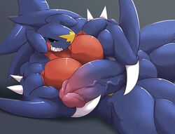 1boy anthro anthrofied big_penis black_sclera blue_skin claws croiyan dragon erection garchomp huge_cock huge_penis huge_testicles humanoid_penis hyper hyper_penis hyper_testicles lying male male_only muscular muscular_male nintendo nude on_side penis pokémon_(species) pokemon pokemon_(species) pokemon_dppt red_skin scalie smile solo teeth testicles thick_thighs veins video_games yellow_eyes yellow_skin