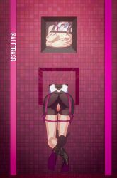 1girls 3d alterasr blender breasts breasts_out butt dat_ass female female_focus female_only glory_hole glory_wall hand_on_breast honkai:_star_rail kafka_(honkai:_star_rail) picture_frame pussy stuck stuck_in_wall