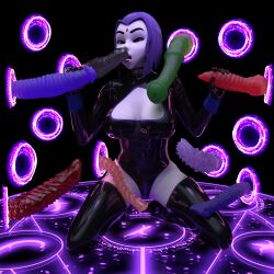 3d 3d_(artwork) big_ass big_breasts breasts daz3d daz_studio dc dc_comics disembodied_penis female_only latex pin3d raven_(dc) tagme teen_titans