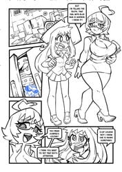 2girls black_and_white breasts cleavage comic female gerph mother_and_daughter mrs._wendy_(skarpworld) skarp_world tagme witchly_(skarpworld)